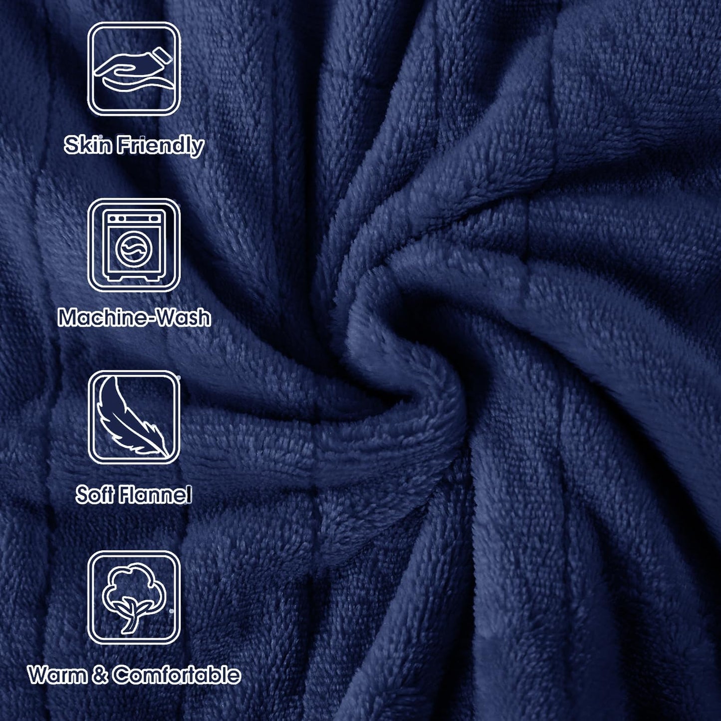 Tefici Electric Heated Blanket Throw, Super Cozy Soft 2-Layer Flannel 50" x 60" Heated Throw with 6 Heating Levels & 4 Hours Auto Off, Machine Washable, ETL&FCC Certified, Home Office Use,Blue