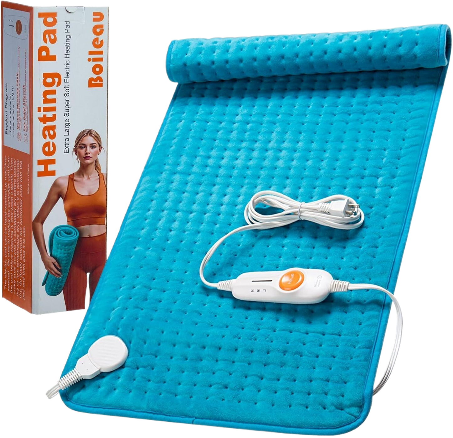 17"x33" Blue Flannel Heating Pad – Extra-Large, Fast Heating & Pain Relief