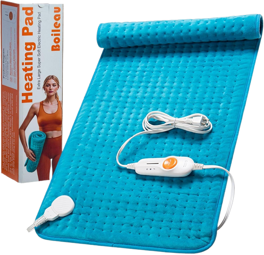 17"x33" Blue Flannel Heating Pad – Extra-Large, Fast Heating & Pain Relief