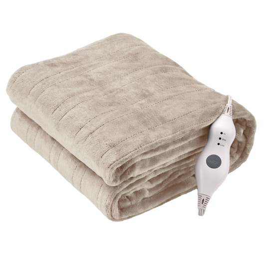 Heating Blanket Throw – Camel Color, Dual-Sided Flannel, Adjustable Heat for Ultimate Comfort