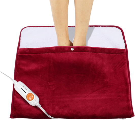Gintao Electric Heated Foot Warmers for Men and Women,Foot Heating Pad Electric with Fast Heating Technology,Heating Pad Feet Warmer Auto Shut Off with 3 Temperature Setting,22×20 inches,Red