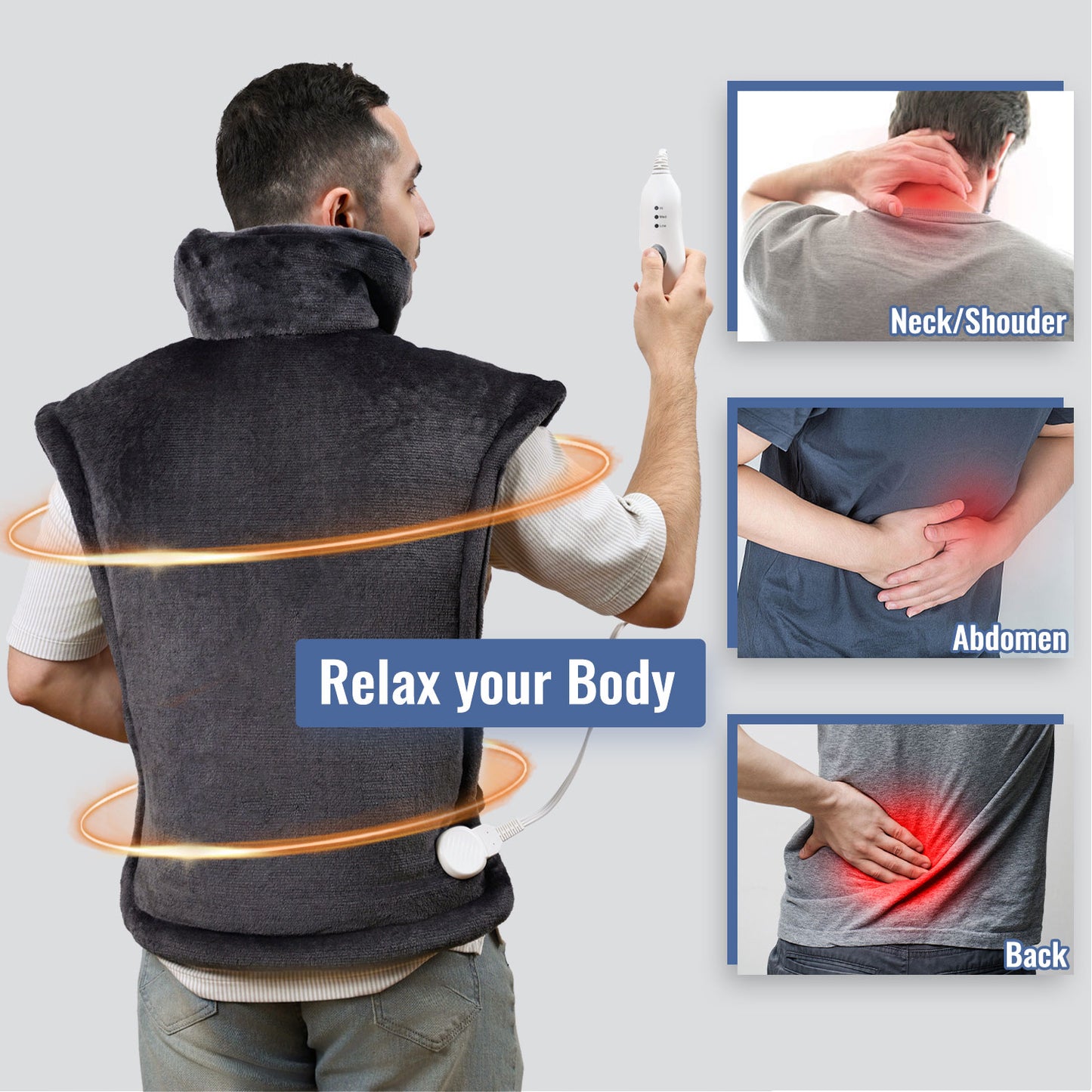 Back & Shoulder Heating Pad - Muscle Pain Relief, Stress Relief, and Improved Circulation