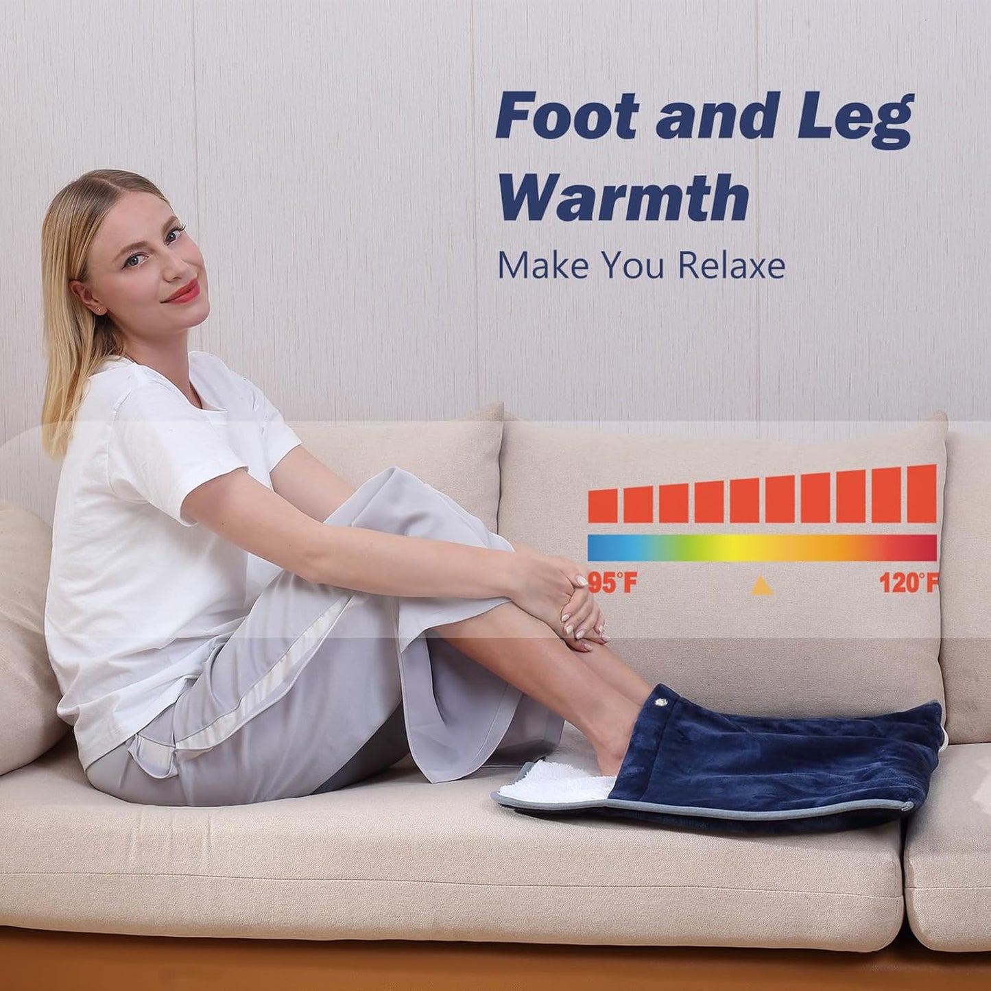 Gintao Electric Heated Foot Warmers,22"×20" Foot Heating Pad Electric for Men and Women with Fast Heating Technology,Heating Pad Feet Warmer Auto Shut Off with 3 Temperature Setting,Navy Blue