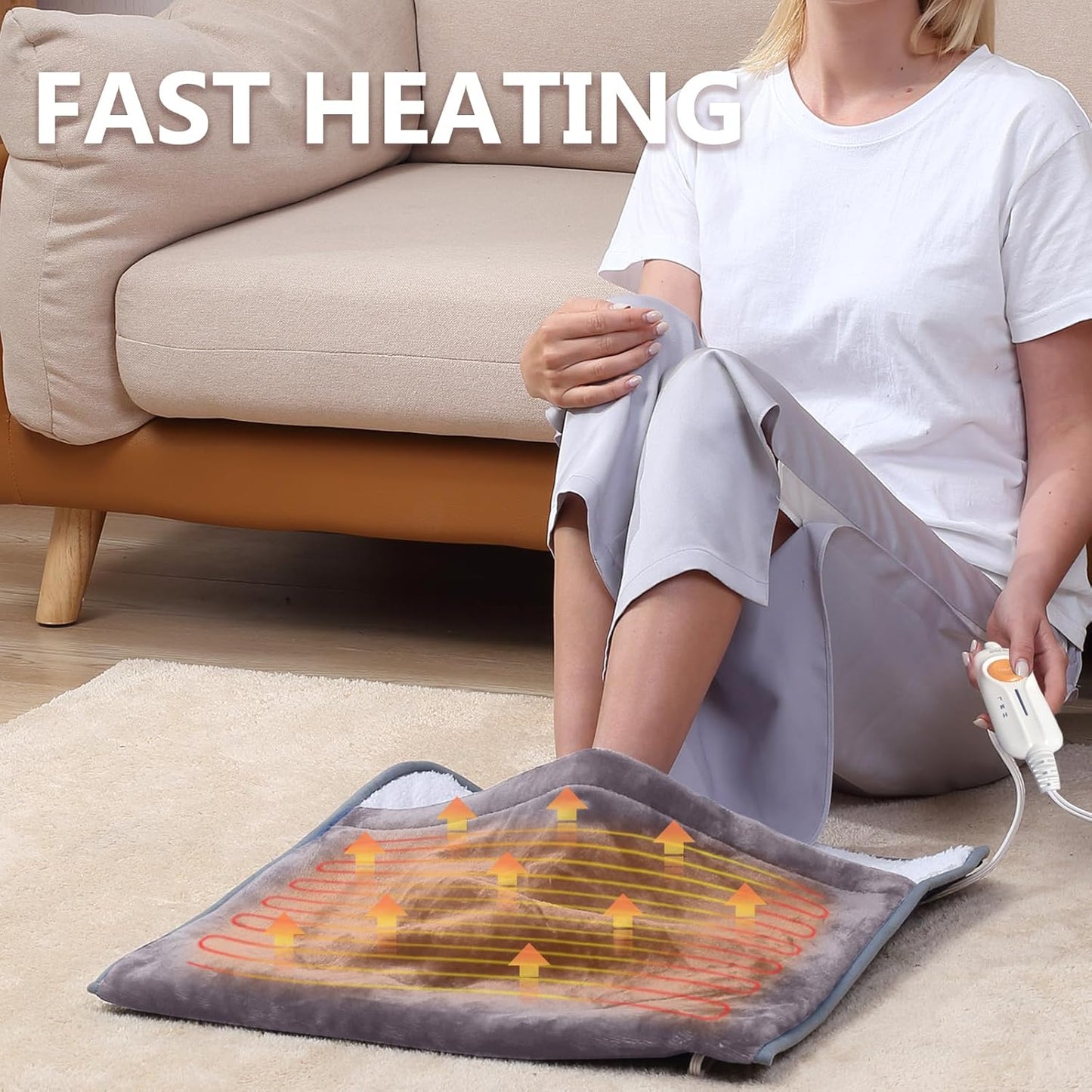 Gintao Heated Electric Foot Warmers for feet,22"×20" Foot Heating Pad,Soft Flannel Sherpa Feet Warmers for Women and Men,ETL/FCC Certified, 2H Auto Shut Off,3 Temperature Setting, Perfect Gifts, Gray