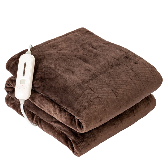 Heating Blanket Throw – Brown Color, Dual-Sided Flannel, Adjustable Heat for Cozy Comfort