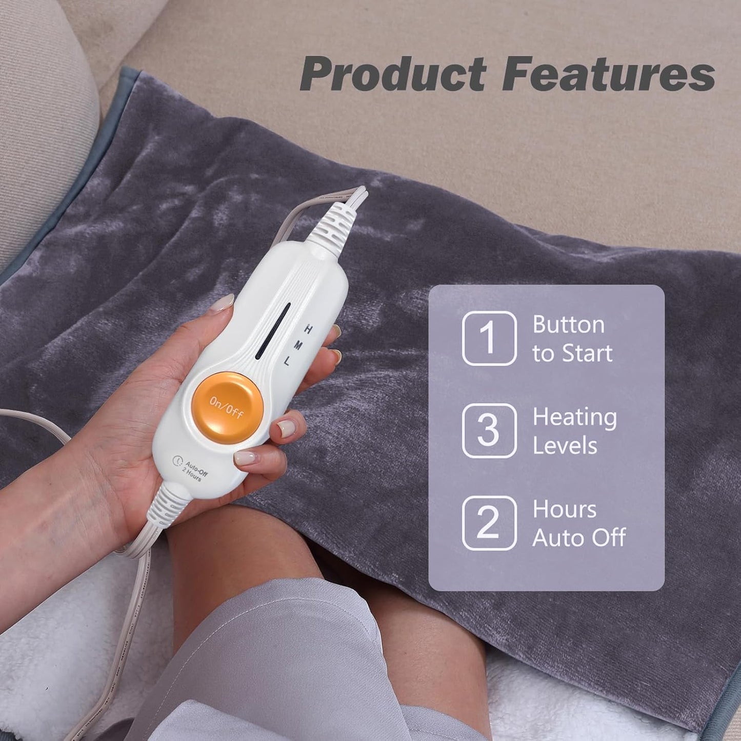 Gintao Heated Electric Foot Warmers for feet,22"×20" Foot Heating Pad,Soft Flannel Sherpa Feet Warmers for Women and Men,ETL/FCC Certified, 2H Auto Shut Off,3 Temperature Setting, Perfect Gifts, Gray