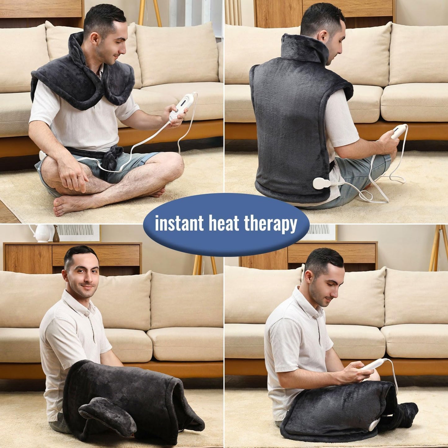 Tefici Heating Pad for Back Pain,Mothers Day Gifts for Women Men Mom Her，FSA Eligible HSA Approved,24'' x33''Fast Heating,Electric Heat Pad, 2H Auto-Off,Neck and Shoulder Heat Pad,ETL Certified,Gray