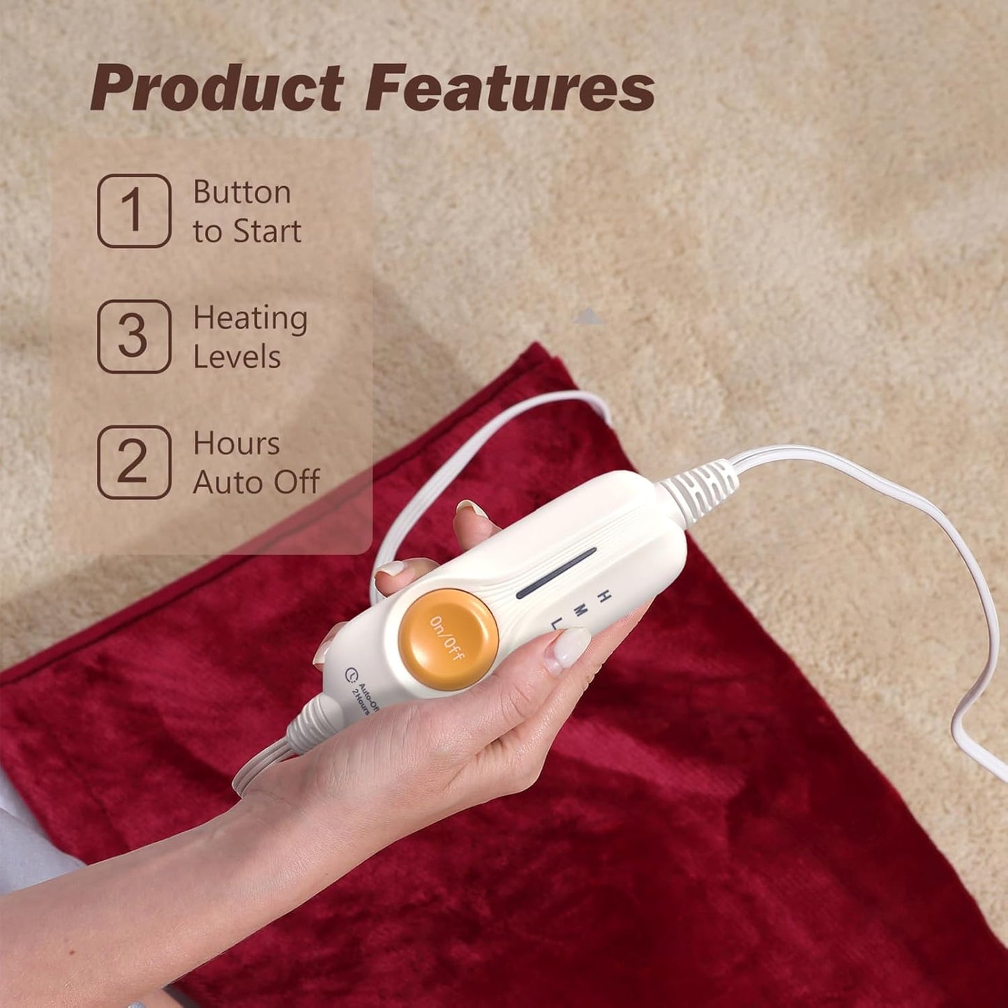 Gintao Electric Heated Foot Warmers for Men and Women,Foot Heating Pad Electric with Fast Heating Technology,Heating Pad Feet Warmer Auto Shut Off with 3 Temperature Setting,22×20 inches,Red