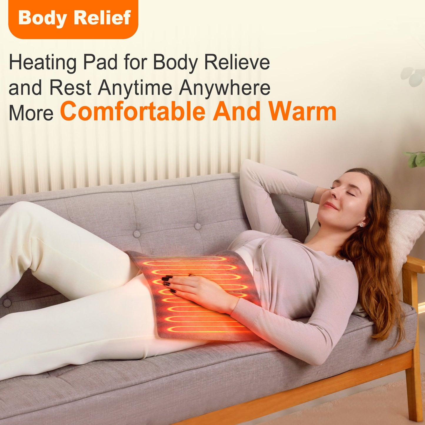 12"x24" Gray Heating Pad – Fast Heating, Auto Shutoff & Pain Relief