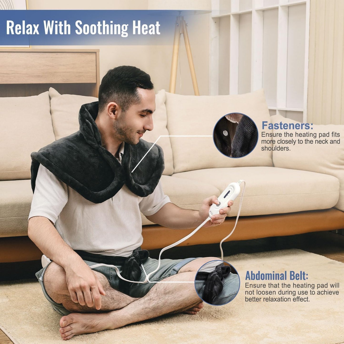 Tefici Heating Pad for Back Pain,Mothers Day Gifts for Women Men Mom Her，FSA Eligible HSA Approved,24'' x33''Fast Heating,Electric Heat Pad, 2H Auto-Off,Neck and Shoulder Heat Pad,ETL Certified,Gray