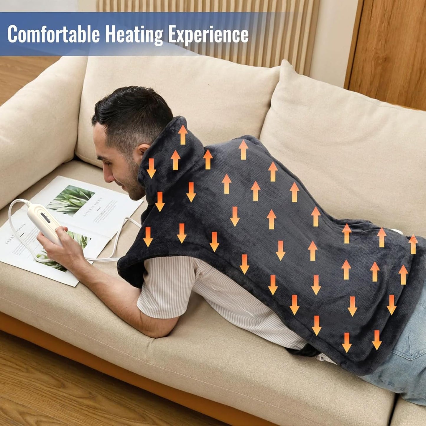 Tefici Heating Pad for Back Pain,Mothers Day Gifts for Women Men Mom Her，FSA Eligible HSA Approved,24'' x33''Fast Heating,Electric Heat Pad, 2H Auto-Off,Neck and Shoulder Heat Pad,ETL Certified,Gray