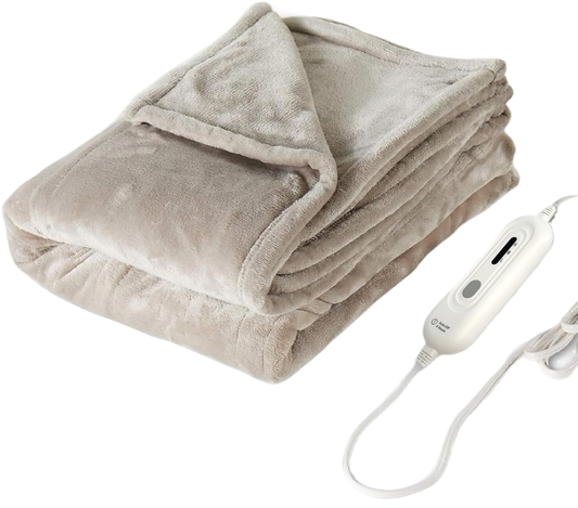 Tefici Heated Blanket Throw 50"x60", Ultra Soft 2-Layer Flannel Electric Blanket, for Home Office Sofa,3 Heat Settings, 4H Auto Off, ETL FCC Certified, Overheat Protection, Machine Washable, Camel