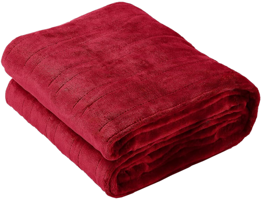 Tefici Electric Heated Blanket Throw, Super Cozy Soft 2-Layer Flannel 50" x 60" Heated Throw with 3 Heating Levels & 4 Hours Auto Off, Machine Washable, ETL&FCC Certified, Home Office Use, Red