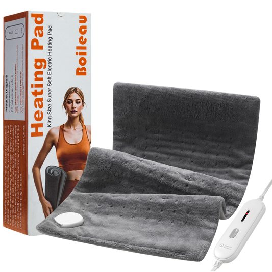 12"x24" Gray Heating Pad – Fast Heating, Auto Shutoff & Pain Relief