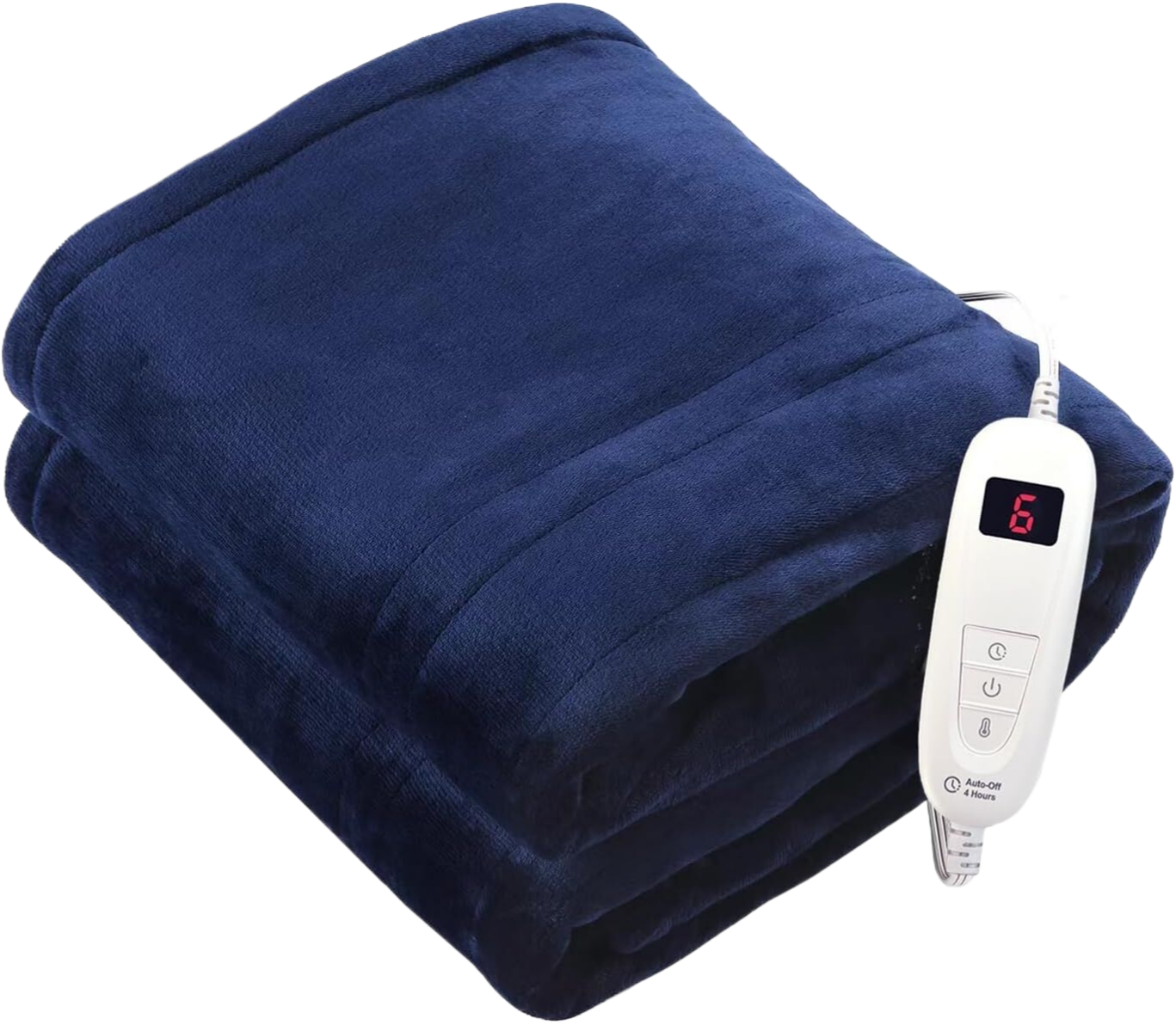 Tefici Electric Heated Blanket Throw, Super Cozy Soft 2-Layer Flannel 50" x 60" Heated Throw with 6 Heating Levels & 4 Hours Auto Off, Machine Washable, ETL&FCC Certified, Home Office Use,Blue