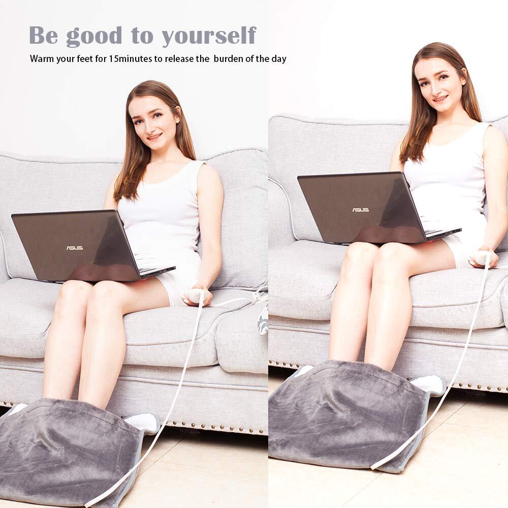 Flannel Foot Warmer - Adjustable Heat & Instant Comfort | Gray